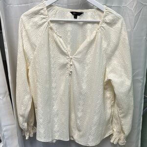 Frye Cream Textured Blouse